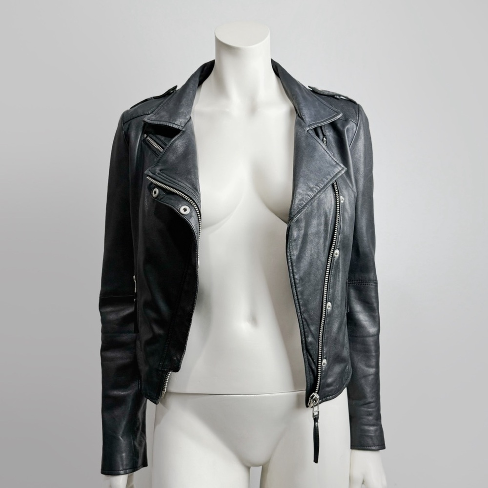 Vintage IRO Lambskin Leather Moto Jacket Fitted Size 0 - Picture 4 of 11